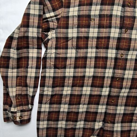 Carhartt Plaid Flannel Shirt Mens 2XL Brown Relaxed Fit Long Sleeve Button Up - Picture 4 of 9